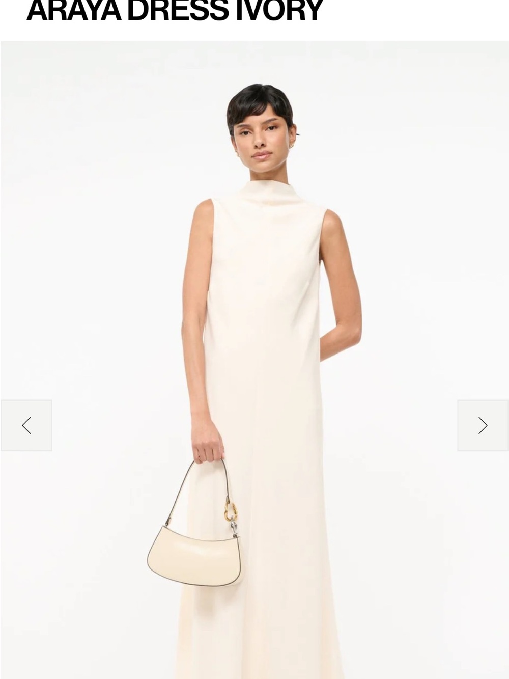 STAUD Ivory Sleeveless High-Neck Maxi Dress